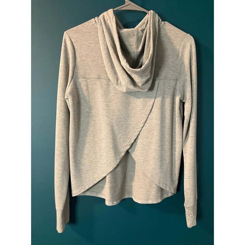 Baseline Athletics Gray Hoodie Pullover Drawstring Split Back XS Athleisure Top